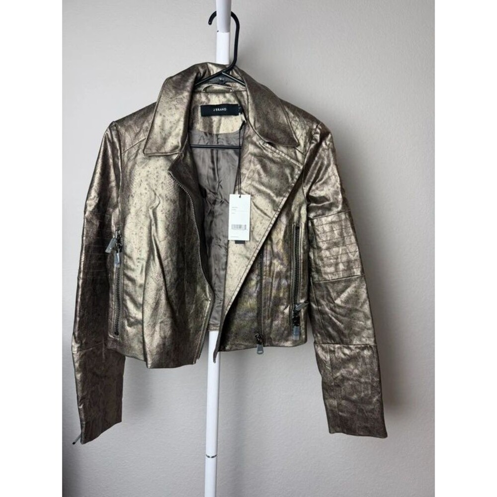 J Brand Snake Print Moto Jacket S